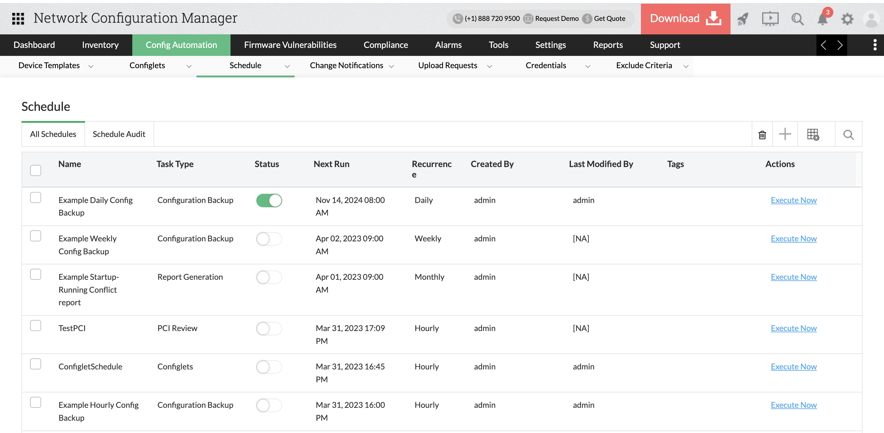 screenshot of ManageEngine Network Configuration Manager